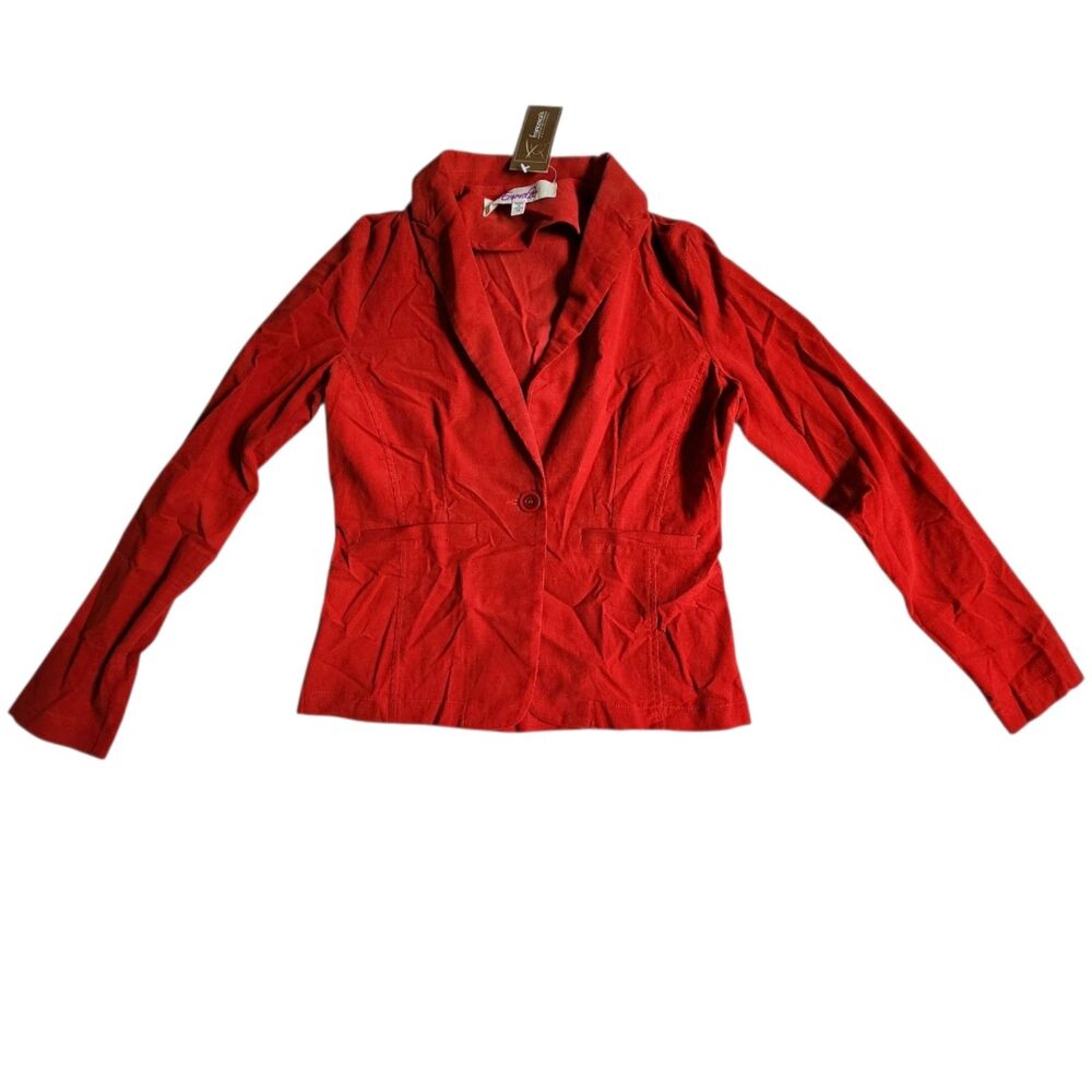 Emmelee Francesca's Collections Red Corduroy Single Button Blazer M